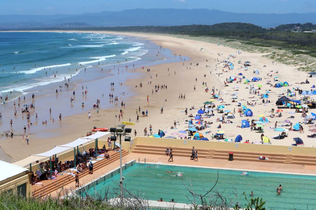 Port Kembla beach on New Year's Day this year. It is not known whether the pool will be open this NYE.