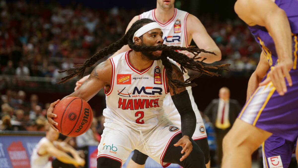 STARRING ROLE: Hawks import Jordair Jett was instrumental as Illawarra edged out their arch rivals Sydney Kings at Qudos Bank Arena. Picture: Chris Lane