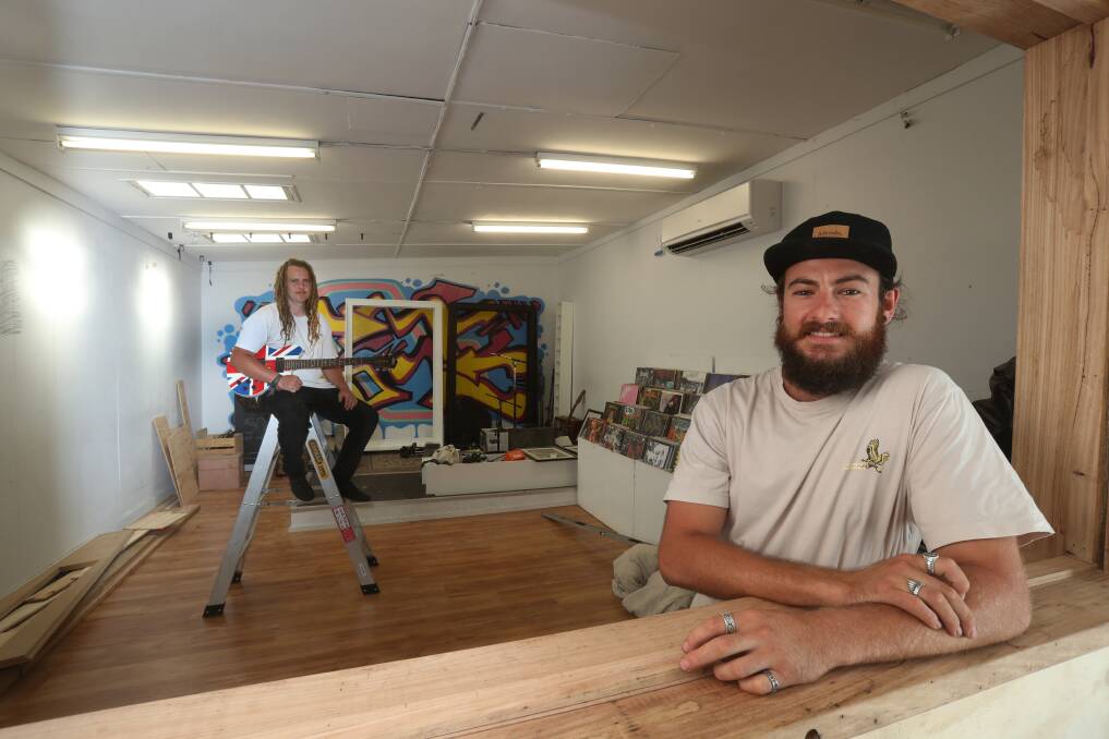New digs: Jake Baillie (left) and Ben Wonson are setting up their new Thirroul music recording studio to give musicians a space to jam out. Picture: Robert Peet