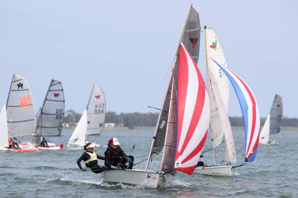 Competitive racing: Illawarra's Paris Bailey-Olivieri and Georgia Anderson manoeuvre their boat. Picture: Adam McLean.
