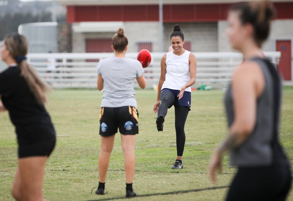 Leading the way: Shellharbour Suns captain Talarah Bull at training at Myimbarr Oval this week. Picture: Adam McLean