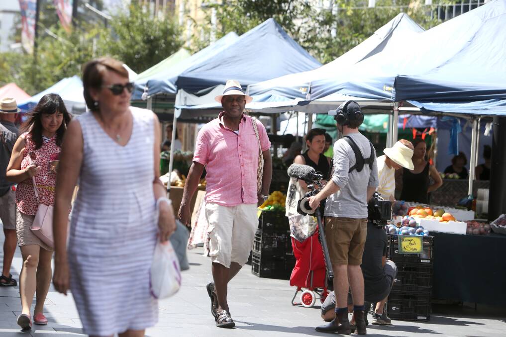 DRY: The 'Friday Forage' market at Wollongong's Crown St Mall attracted British television chef Ainsley Harriott last month. Hopefully he did not get thirsty.