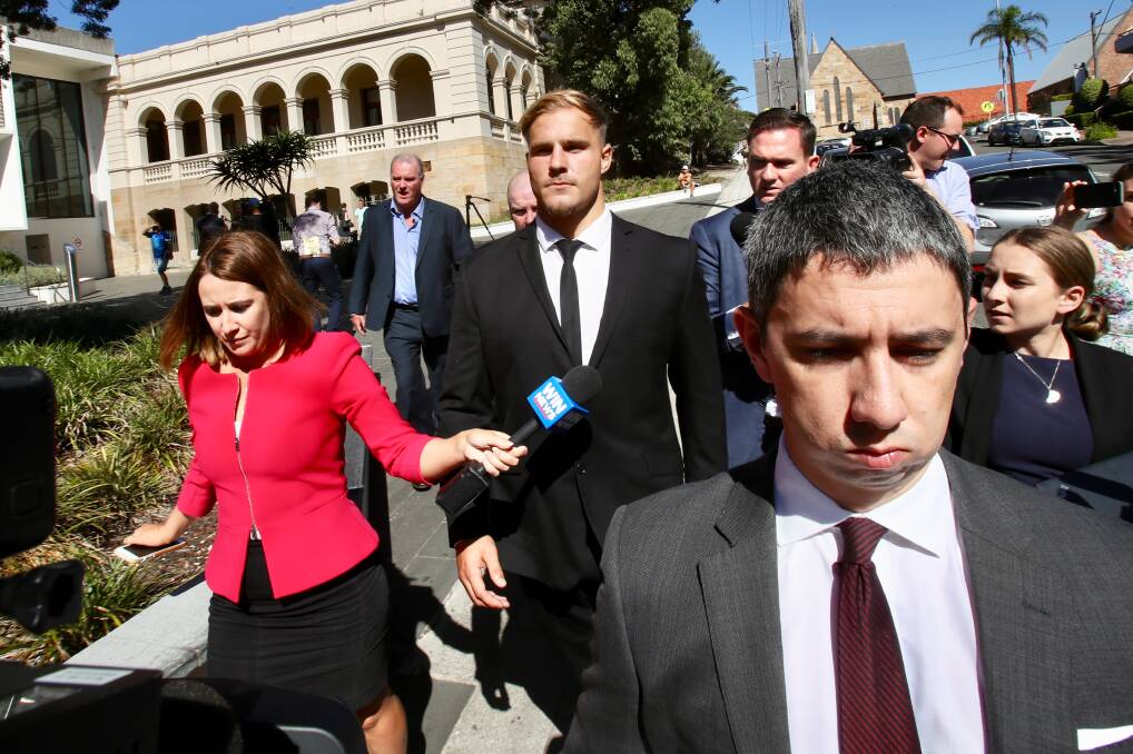 Jack de Belin, pictured here leaving Wollongong court house, should be stood down. Picture: Adam Mclean.