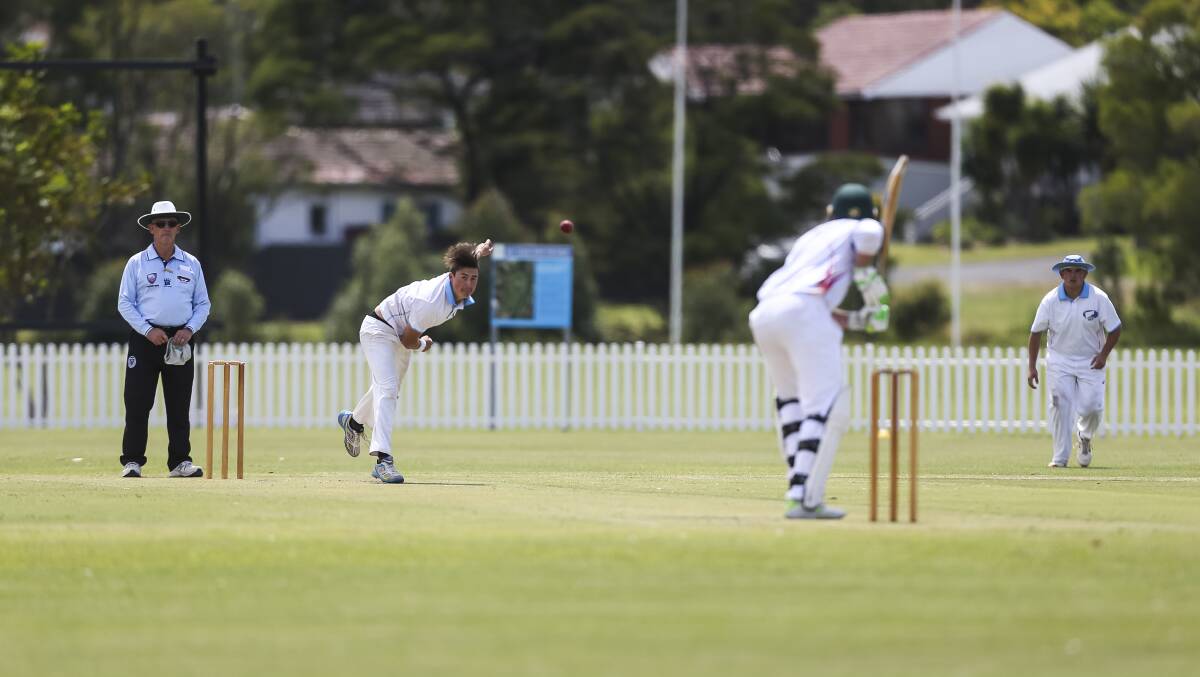 Tight lines: Josh Bond bowls during Northern Districts win over Wests on Saturday. Picture: Anna Warr. 