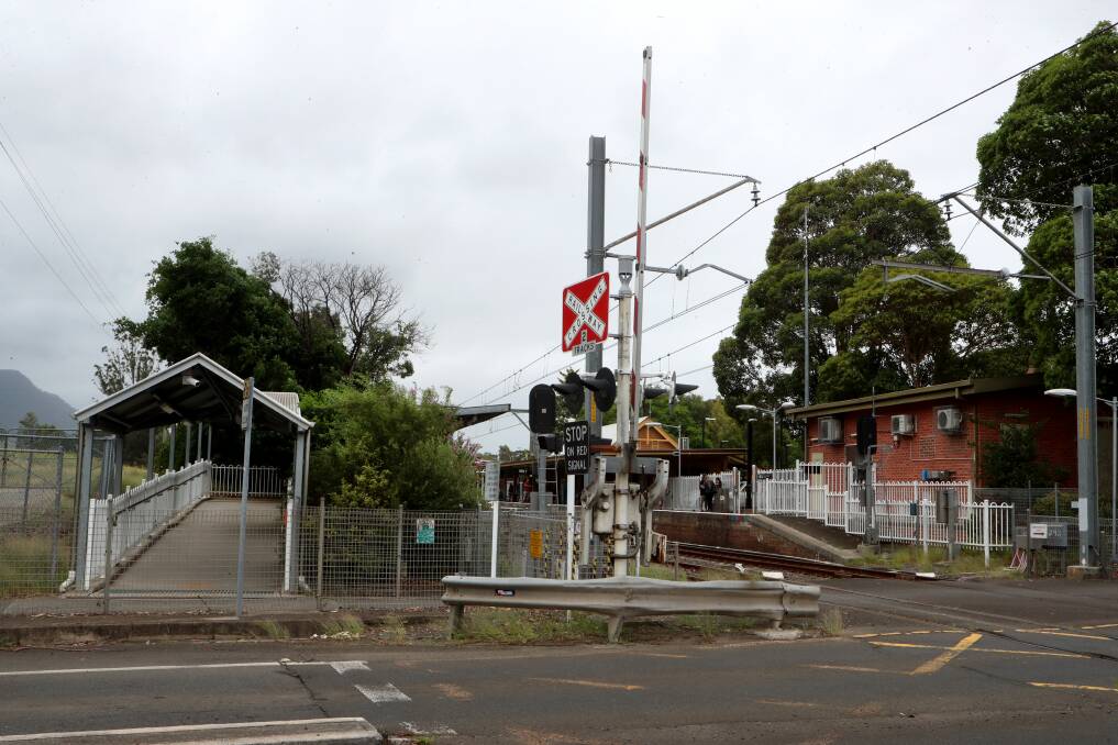 Transport for NSW will upgrade the ramp on the left and the level crossing at Dapto station rather than building lifts. Picture: Sylvia Liber.