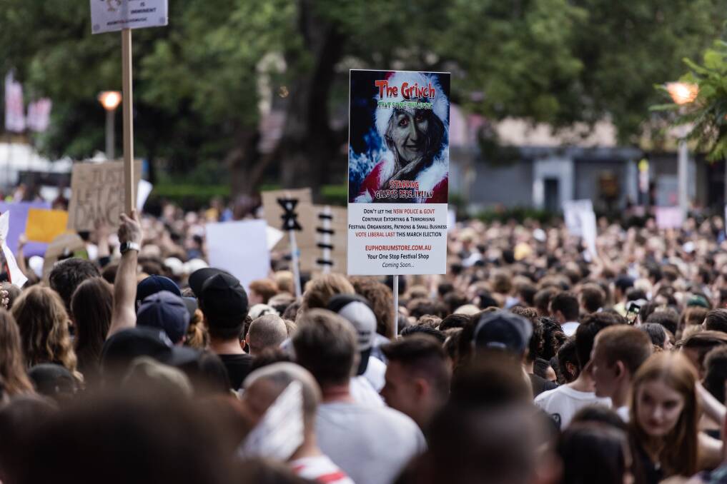 DON'T KILL LIVE MUSIC: It's reported 20,000 turned up to a protest in Sydney's Hyde Park, calling for the NSW Government to can 'ill-conceived' new music festival rules due to lack of consultation and research. Picture: James Brickwood