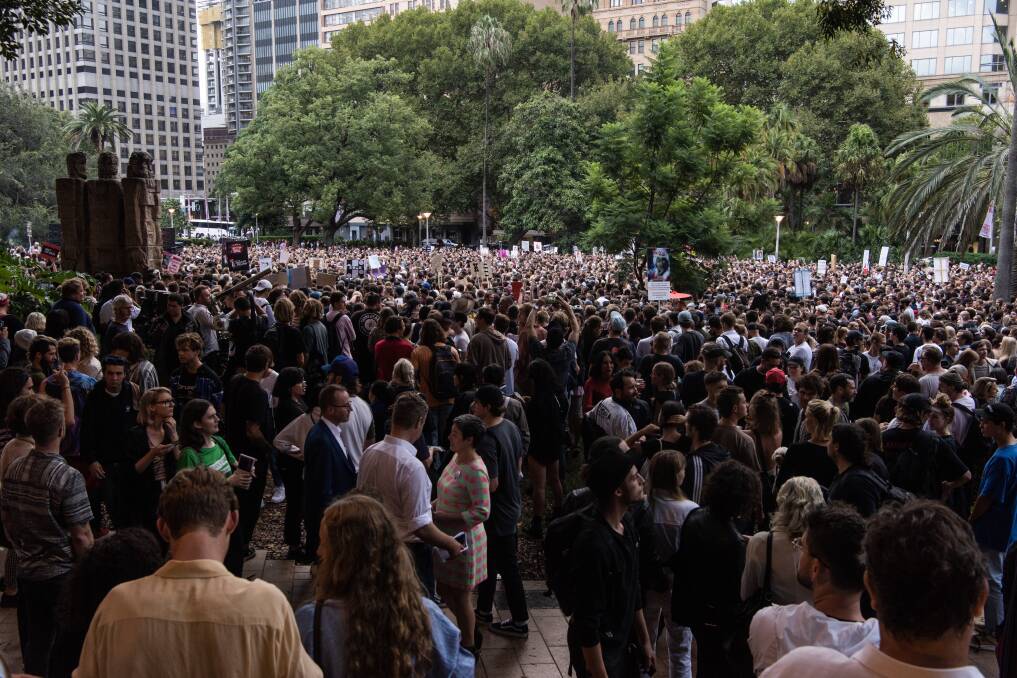 EN MASSE: Music has a lot of supporters at the Don't Kill Live Music rally at Hyde Park in Sydney. Picture: James Brickwood