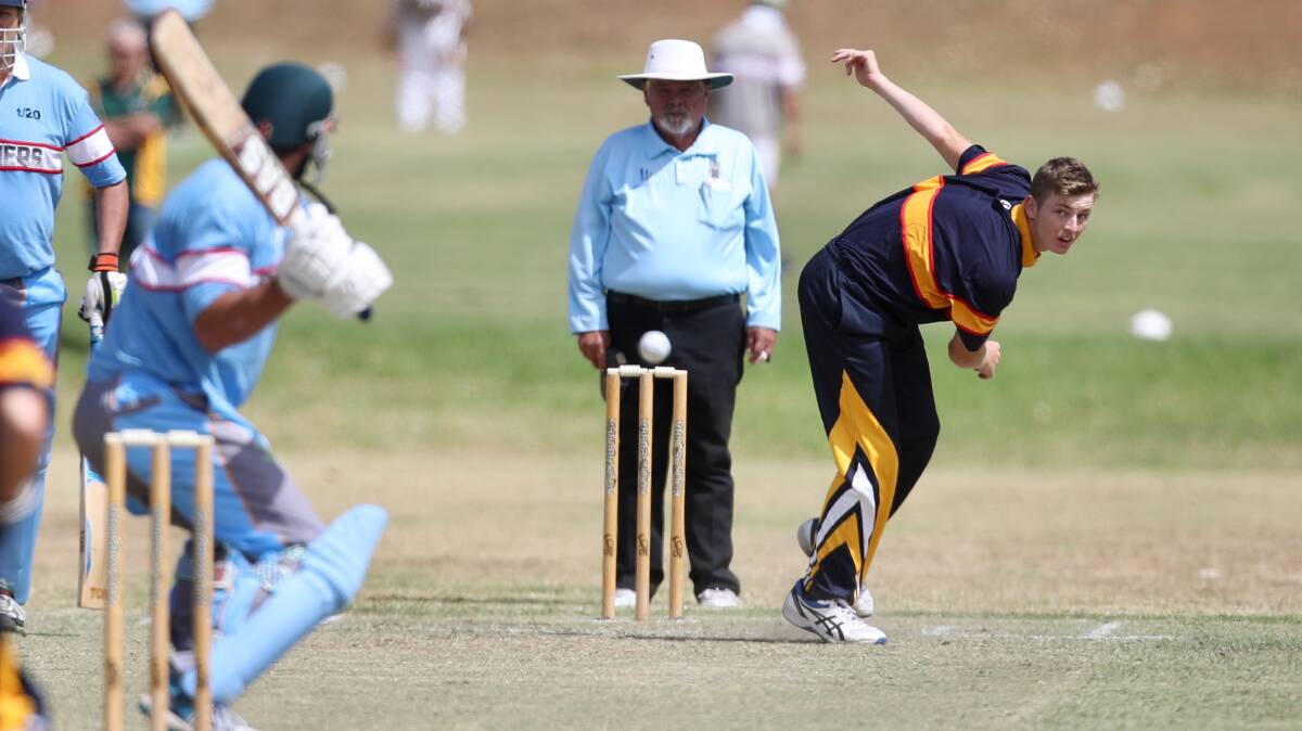 Laying the foundation: Lake Illawarra's Blake Roach bowls during Sunday's South Coast Twenty20 final. Picture: Adam McLean.