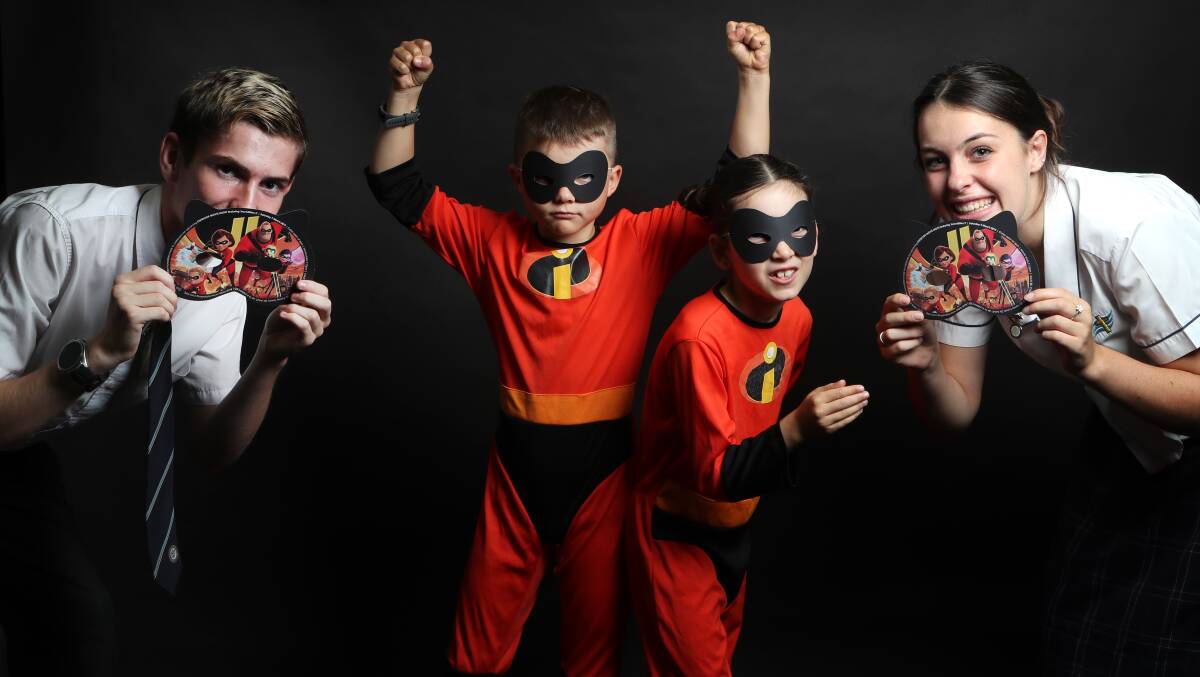 YOUNG SUPERHEROES: Shellharbour Anglican College students Tyler Harrison, Beau Thomas, Lola and Lucie Thorpe. Picture: Sylvia Liber.