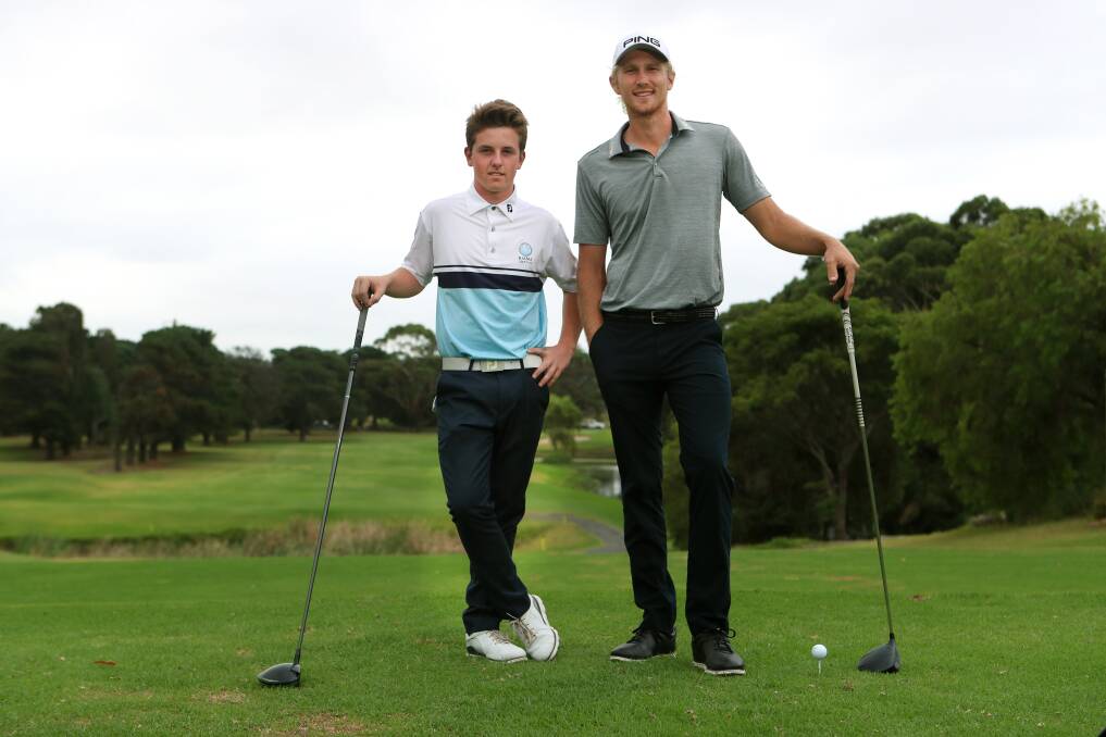 Rise and shine: Young gun Eddie Ward and Illawarra professional Travis Smyth at Kiama Golf Club this week. Picture: Sylvia Liber