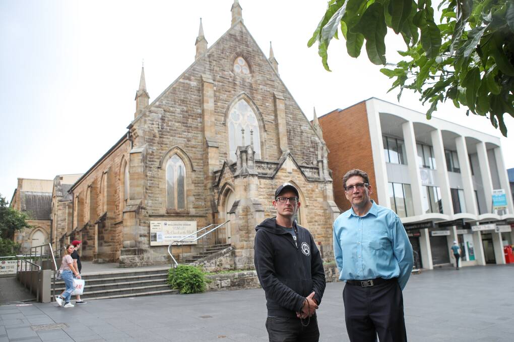 Maris Depers with Reverend Geoff Flynn from the Wesley Church On The Mall will be part of an interfaith vigil for victims of the New Zealand massacre, on Monday evening. Picture: Adam McLean