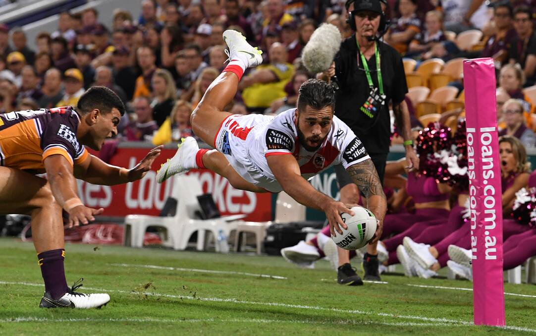 Try time: Jordan Pereira. Picture: AAP Image/Dave Hunt