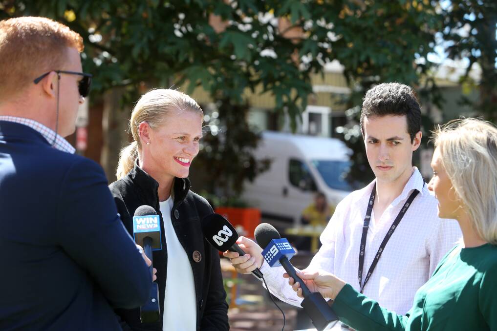 BIO BANKER: Illawarra Coke Company director Kate Strahorn (black jacket) speaks to media about the conservation scheme. Picture: SILVIA LIBER.