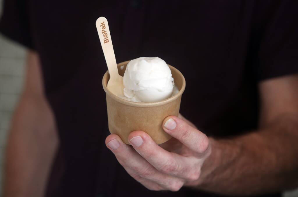 Kombucha gelato is made especially for the Booch Bar by the Gelato Emporium in Bulli Tops (coconut lime above). Picture: Robert Peet