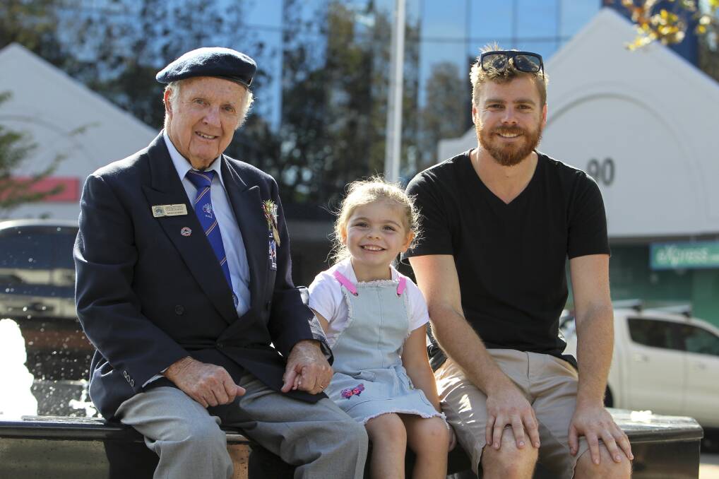 THREE FROM FOUR: Denis Jackson with great-granddaughter Maddison Troughton and Nathan Troughton.