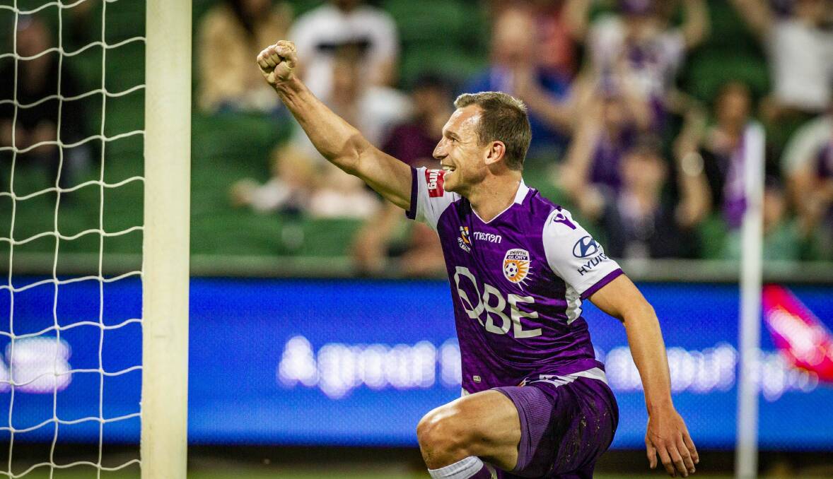 Biggest goal: Brendon Santalab is hoping Perth can overcome Sydney FC in Sunday's grand final. Picture: AAP Image/Tony McDonough