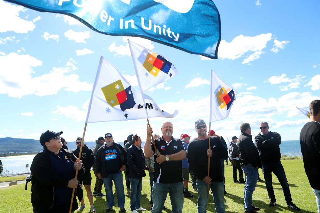 SUPPORT: Maritime workers were joined by a crowd of other unionists supporting them. Picture: SYLVIA LIBER.