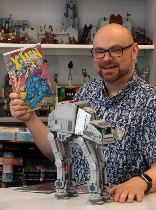 COMIC FAN: UOW's Dr Chris Moore is a big fan of the Marvel universe, and said his persona on Reddit is very much about being a fan. However, his Twitter persona is more professional while his Netflix and Youtube personas differ again. Picture: Robert Peet
