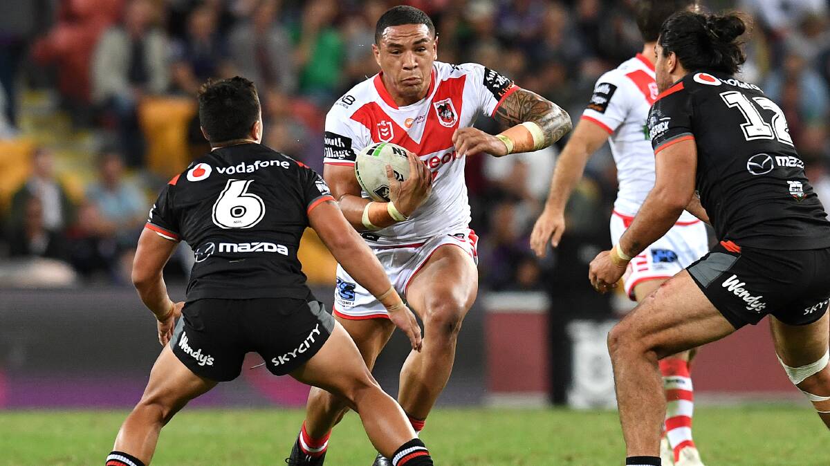 On the charge: Tyson Frizell. Picture: AAP Image/Dan Peled.