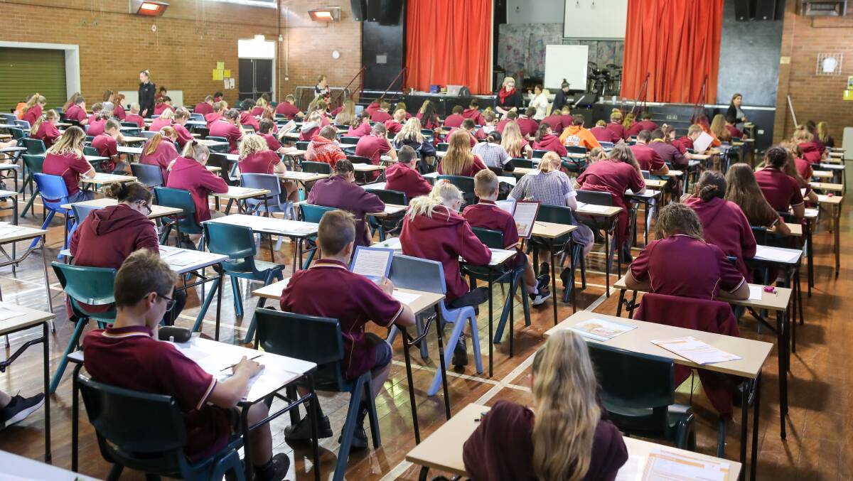Dapto High School students doing their NAPLAN tests on May 15. Photo: Adam McLean