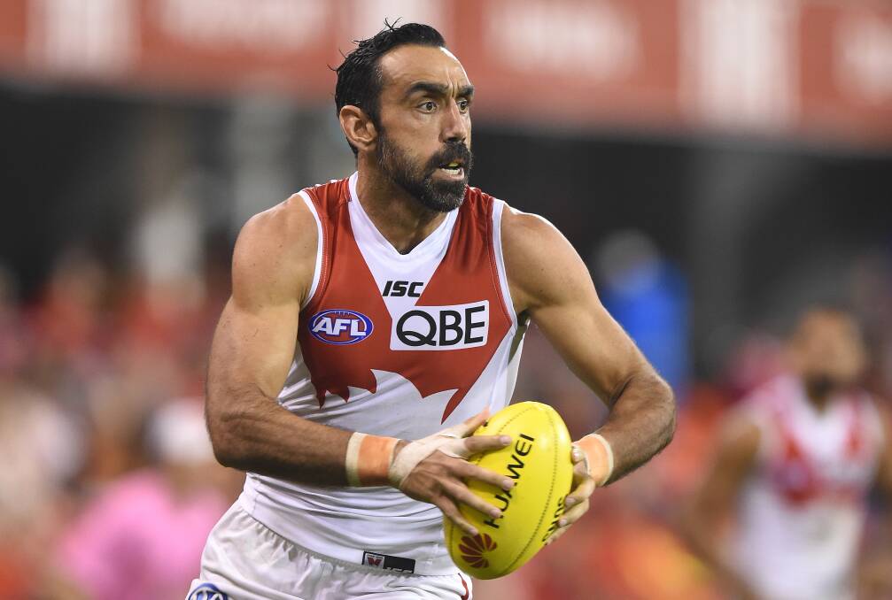 FLASHBACK: Sydney Swans player Adam Goodes in 2015, in a match against the Gold Coast Suns at Metricon Stadium. Picture: AAP