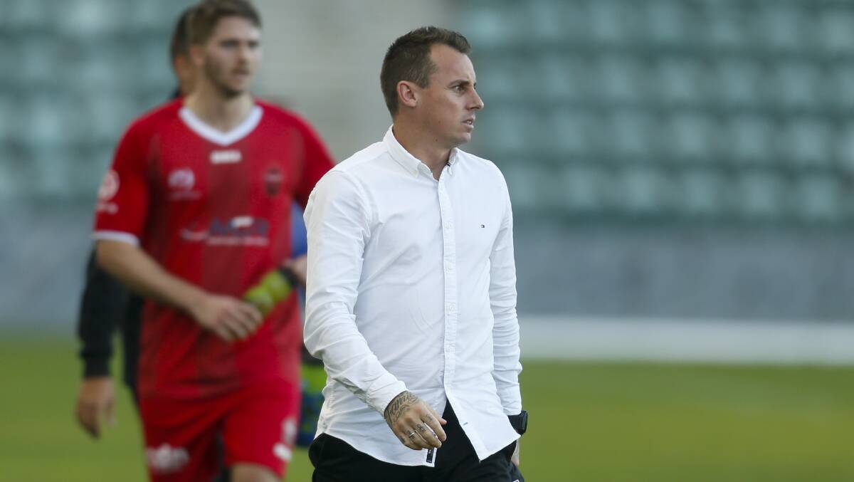 Focused: Wollongong Wolves coach Luke Wilkshire. Pictures: Anna Warr