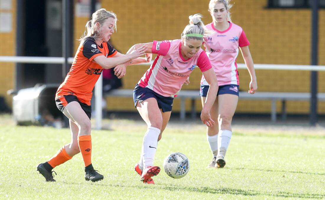 Taking aim: Caitlin Cooper scored the Illawarra Stingrays goal in the 2-1 loss to Sydney Olympic. Picture: Adam McLean