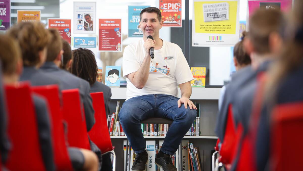 Stephen Papadopoulos, who has MS dropped by TIGS to help launch the 2019 MS Readathon. Picture: Adam McLean.