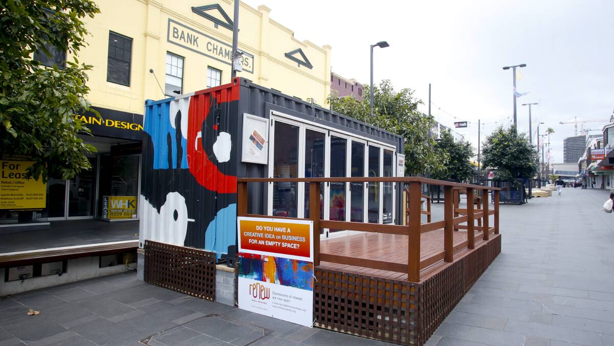 CREATIVE CONTAINER: The space in the Crown Street Mall is called 'Uncontainble' and will have an array of artists, makers and musicians throughout the next few months. Pictures: Anna Warr