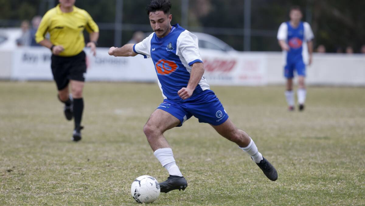 SHARP SHOOTER: Tarrawanna forward Jake Morlando scored the first goal in his team's 1-1 draw with Woonona on Sunday. Picture: Anna Warr