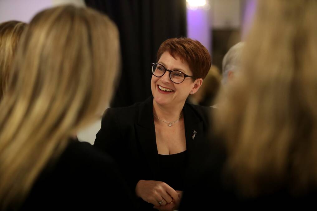 NO IMPOSTER: Dr Terri Simpkin talking with guests at the Illawarra Business Chamber lunch at Centro CBD on Thursday. Picture: Robert Peet