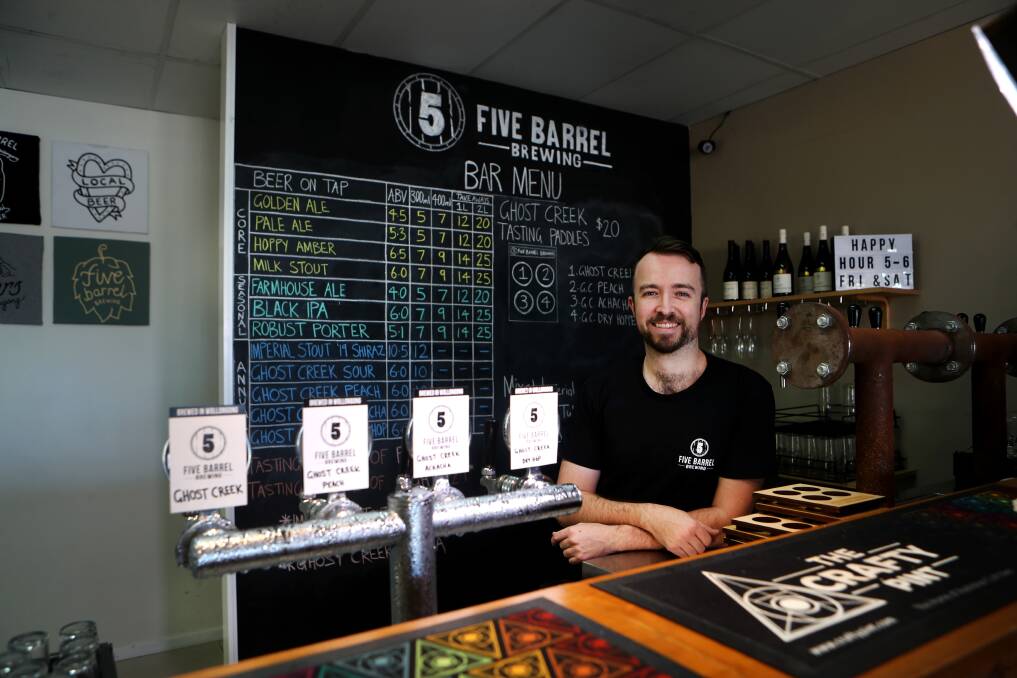 Teaming up: Five Barrel's Phil O'Shea worked with a Wollongong homebrewer to create a set of beers with a spooky name. Picture: Sylvia Liber