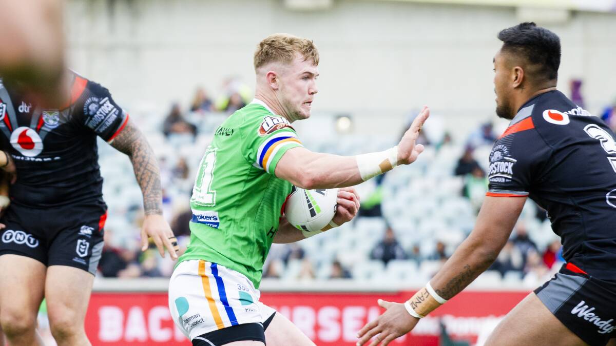 Hudson Young of the Canberra Raiders during the game against the Warriors. Picture: Jamila Toderas
