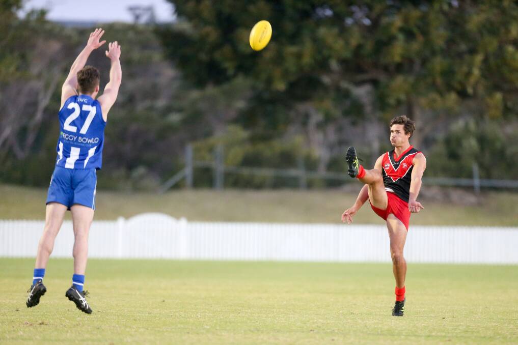 On target: Samuel Wilson kicks one of his five goals in the AFL South Coast grand final. Picture: Adam McLean
