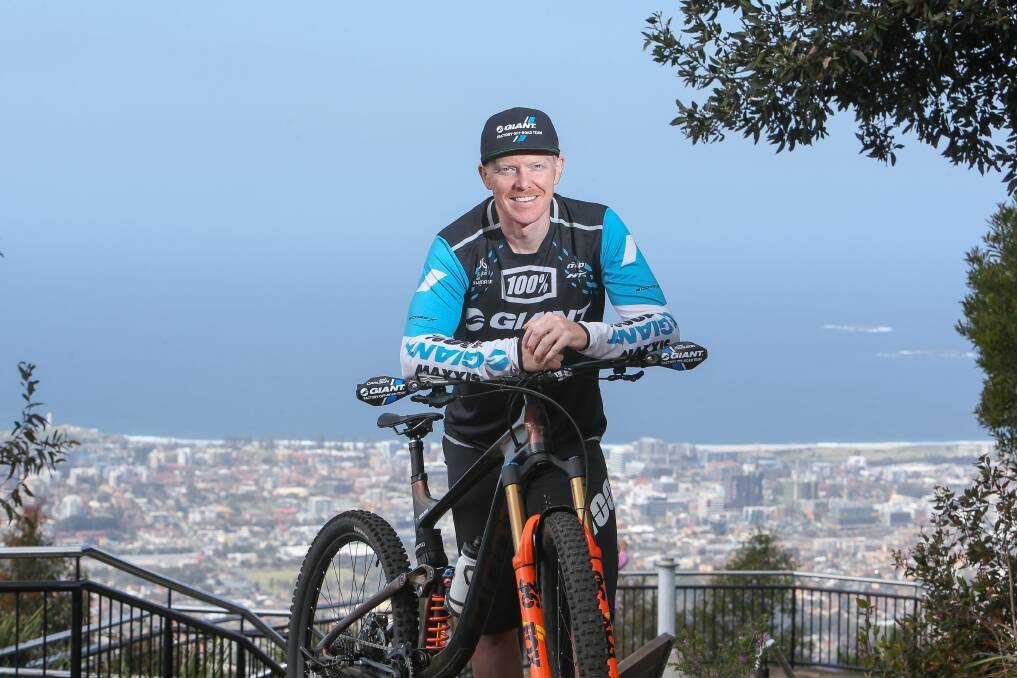 Top of the town: Mountain bikers such as professional rider Josh Carlson have been keen to incorporate the views of Mt Keira with riding trails. Picture: Adam McLean.