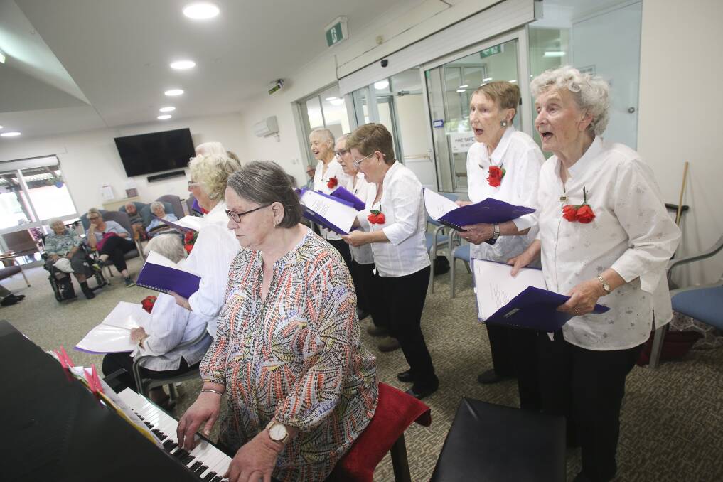 BRING THE VOICE: The Older Women's Network choir, The Silvertones, singing at the Diggers Rest nursing home in Corrimal. Pictures: Anna Warr.