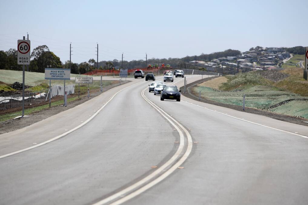 Cars on the just-opened section of the Albion Park Rail bypass on Thursday. Picture: Adam McLean
