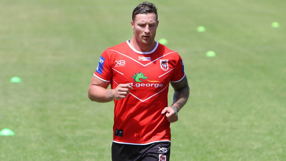 Back in action: Tariq Sims and the Dragons returned to training this week. Picture: Sylvia Liber.