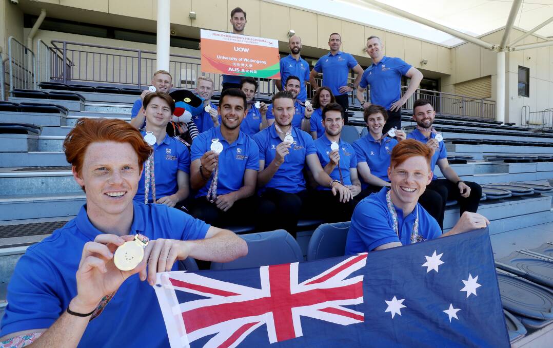 Flying the flag: The UOW football team finished second at the recent University World Cup. Picture: Robert Peet.