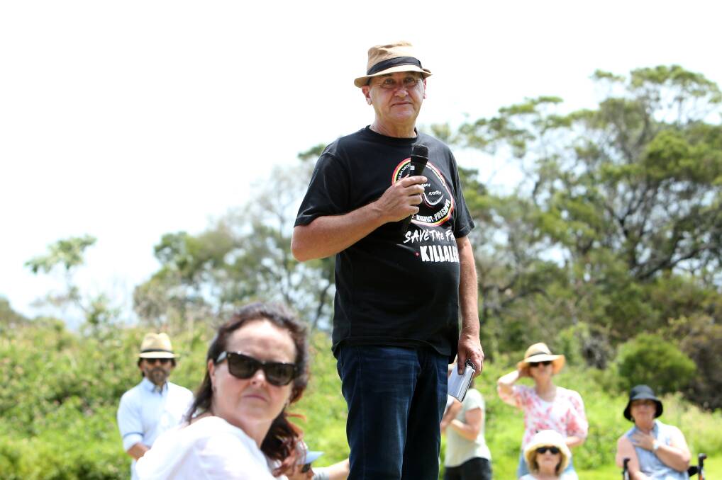 RALLYING THE CROWD: Shellharbour councillor Peter Moran and Shellharbour MP Anna Watson speaking at the Save Killalea Alliance rally. Picture: Sylvia Liber