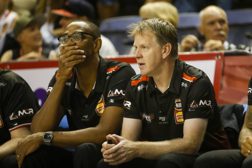 POWERFUL: Hawks coach Matt Flinn gave his players an emotional insight into the personal impact the bushfire crisis has had on his family. Picture: Anna Warr