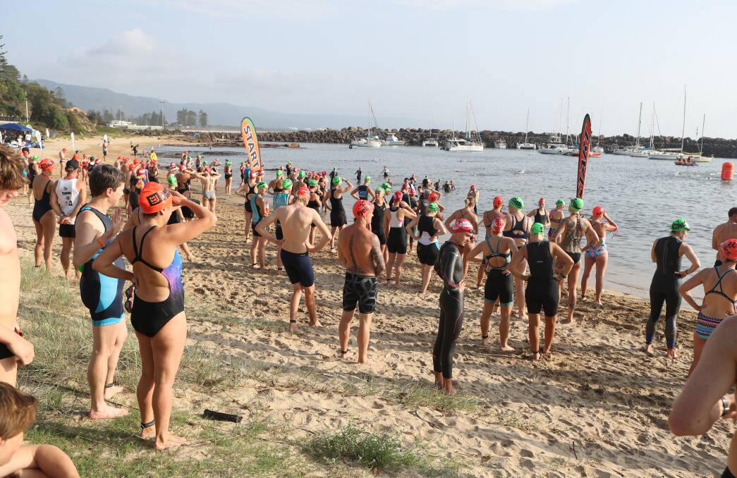 FLASHBACK: Participants line up for the Australia Day Aquathon at Wollongong Harbour in January 2020. Pictures: Robert Peet