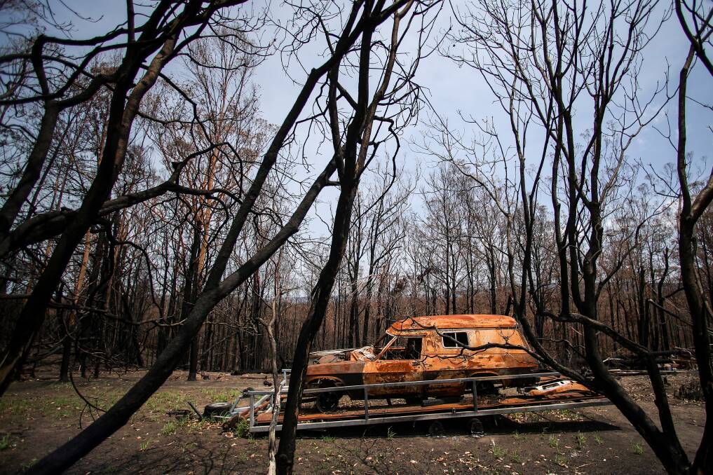 GONE: The aftermath of the bushfire at Lake Conjola in February. Photo: Adam McLean.
