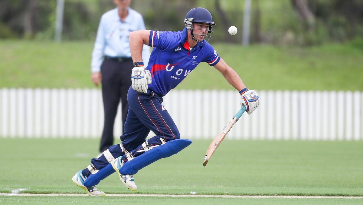 On the front foot: Andrew Page and the Uni top order set the tone in Sunday's Twenty20 victory. Picture: Adam McLean.