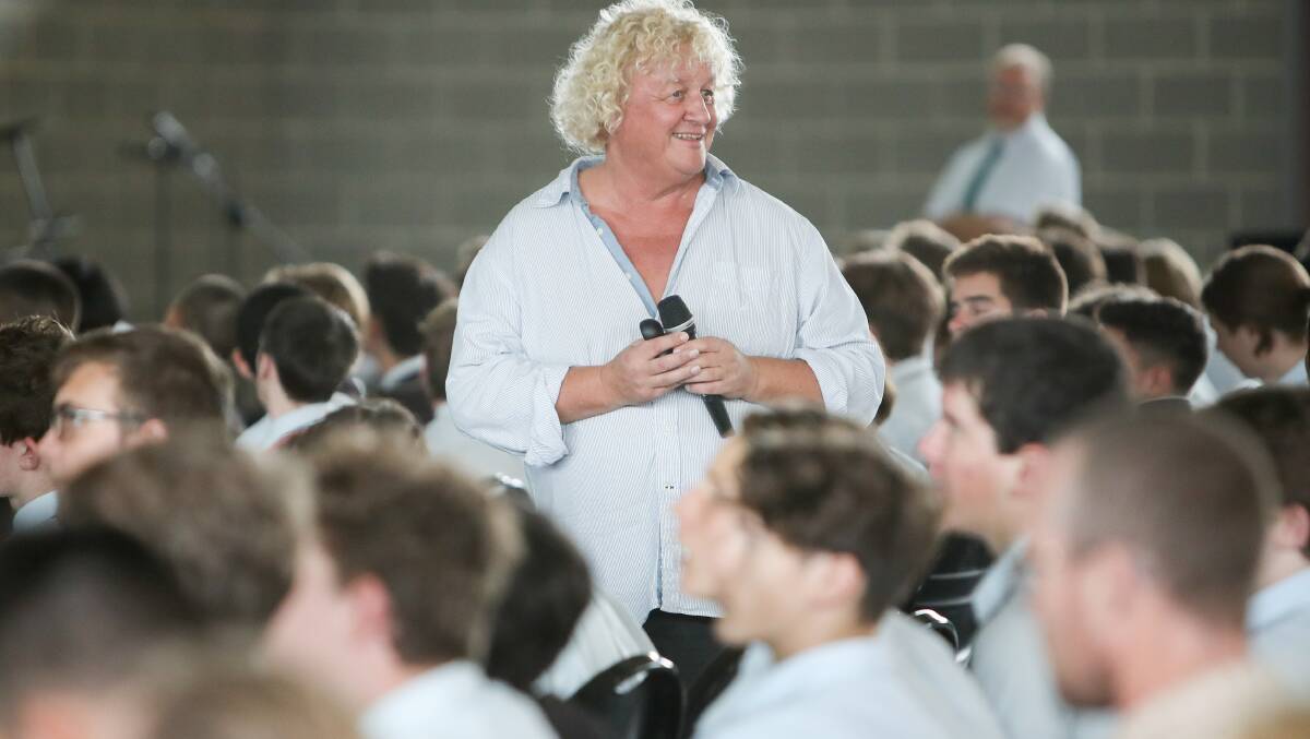 TALKING SHOP: Well-known clinical psychologist and family therapist Dr Andrew Fuller talking to Edmund Rice College students on Monday, February 17. Picture: Adam McLean.