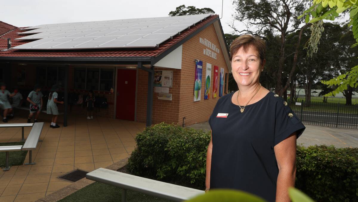 OFF THE GRID: St Brigid's Catholic Primary School principal Kathy Uroda is ecstatic to be the first 'virtual electricity independent' school in the Illawarra region. Picture: Robert Peet.
