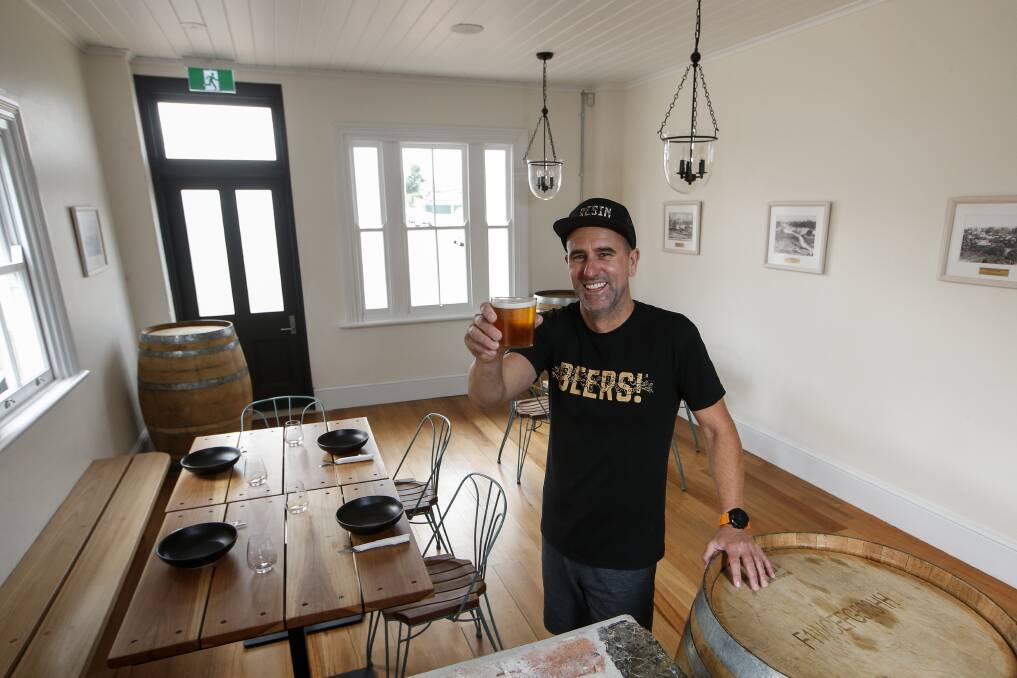 Service: Resin Brewing's co-owner Brendan Dowd is pleased to be opening up for 10 diners at a time. Picture: Anna Warr