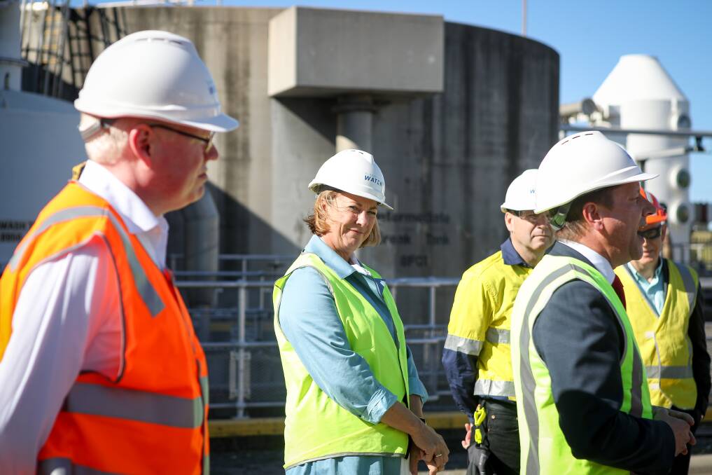 Water Minister Melinda Pavey visiting the Wollongong Water Recycling Plant last month - an Illawarra desalination plant is still in the mix. Picture: Adam McLean.