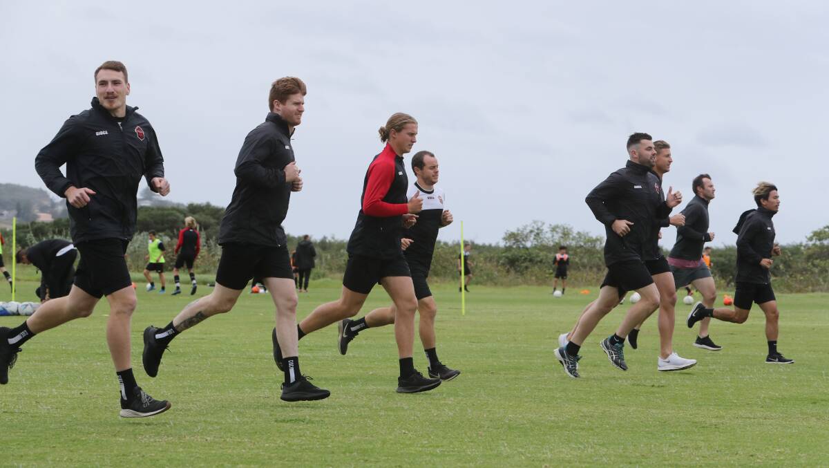 Back on the pitch: The Wollongong Wolves are training hard ahead of a potential return to play. Picture: Robert Peet.