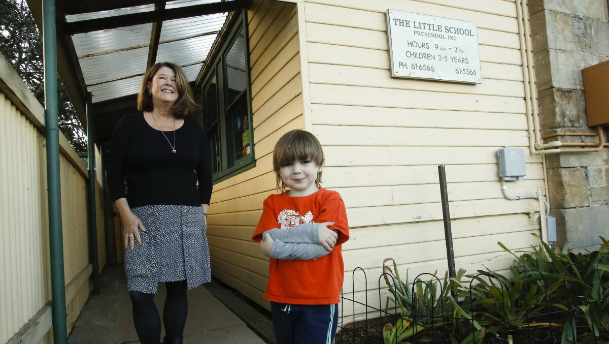DISAPPOINTED: Tina Smith, Independent Education Union early childhood organiser for the South Coast joined Brody Riehs, 5 at the Little School Dapto. Pictire: Anna Warr